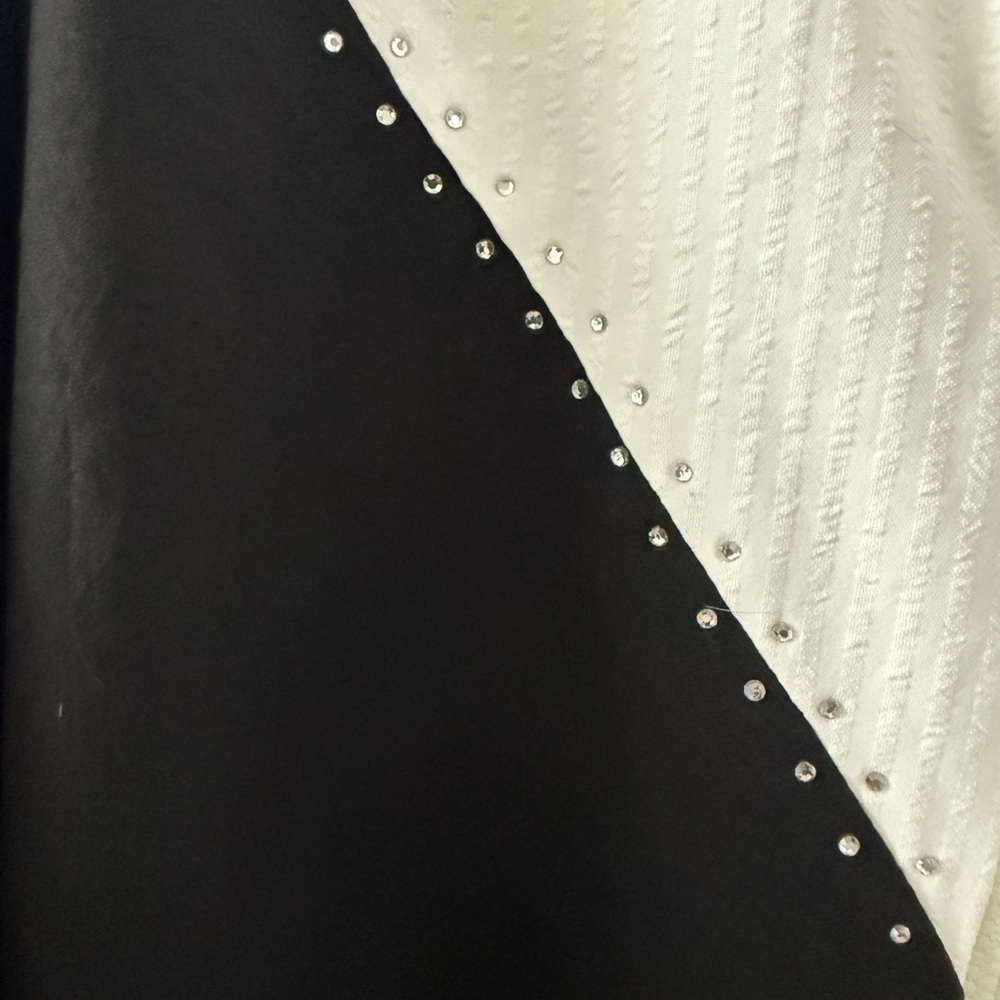 Vintage 90s Colorblock Track Jacket Black White Rhinestone L/XL - Picture 5 of 6